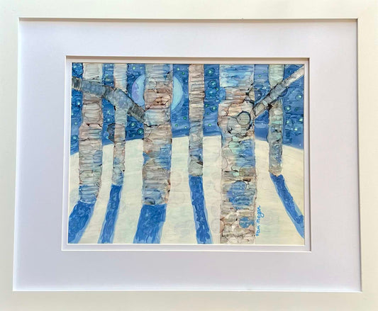 Winter Moon Original Alcohol Ink Painting
