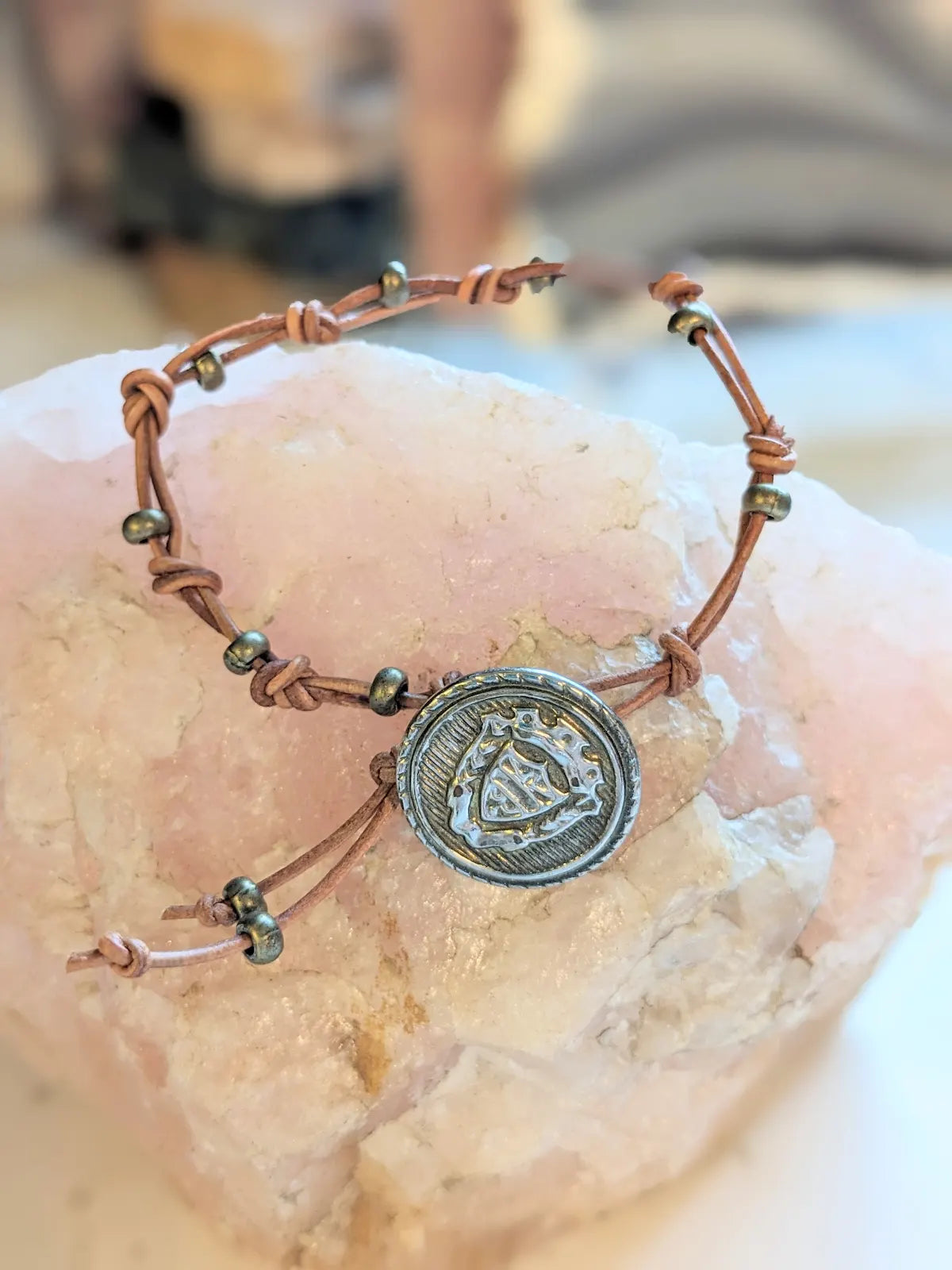 Royal Knotted Bracelet with Vintage Button