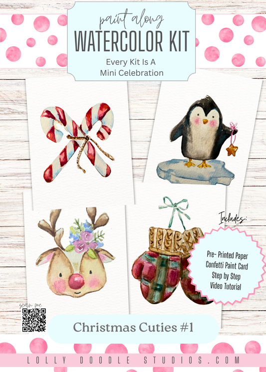 Christmas Cuties #1 Paint Along Watercolor Kit