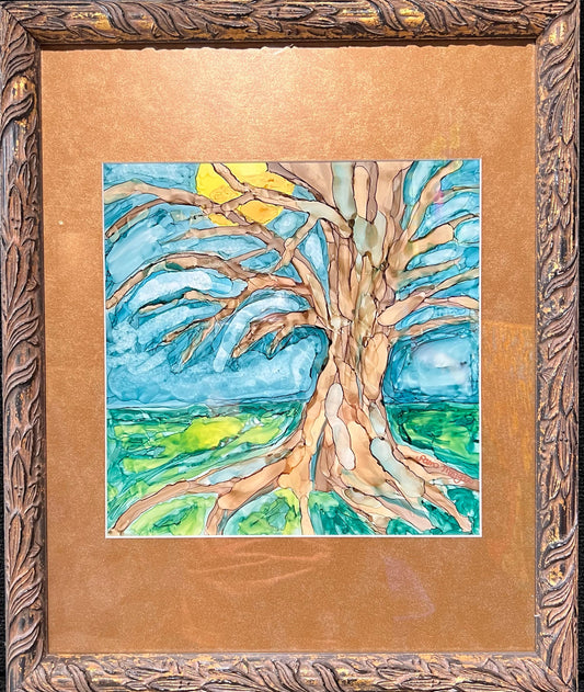 Enchanted Tree Original Alcohol Ink Landscape Painting