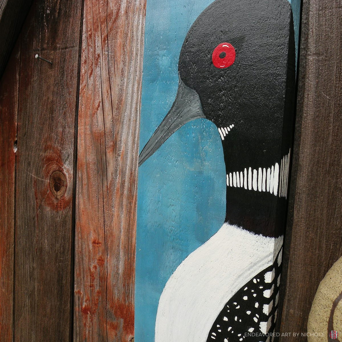 Hand Painted Loon on Upcycled Wood