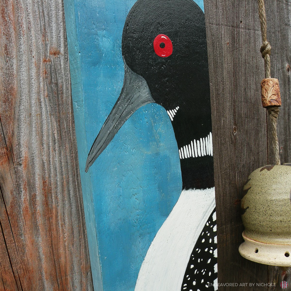 Hand Painted Loon on Upcycled Wood