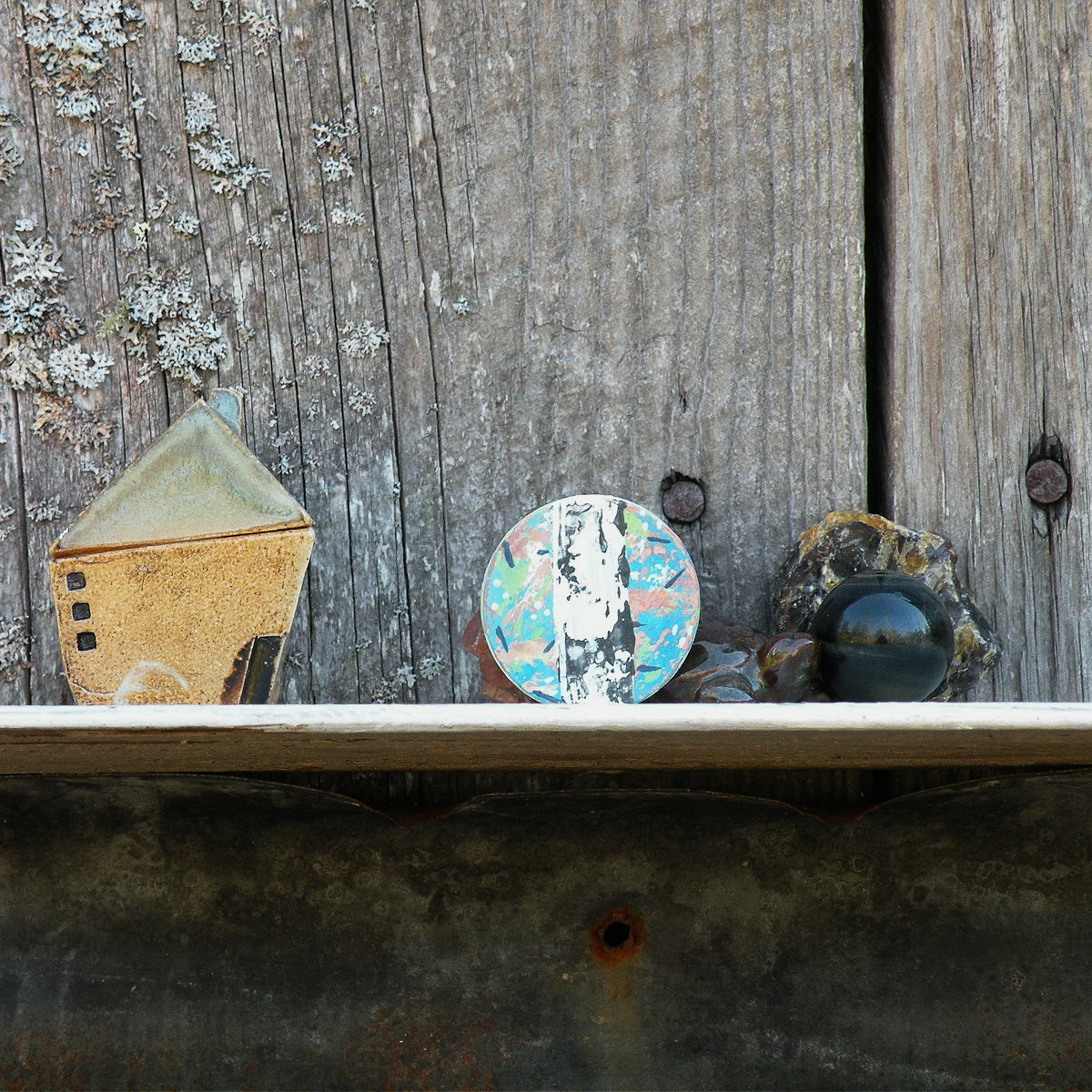 "Orange Haze" Original Mini Art on Upcycled Poker Chip