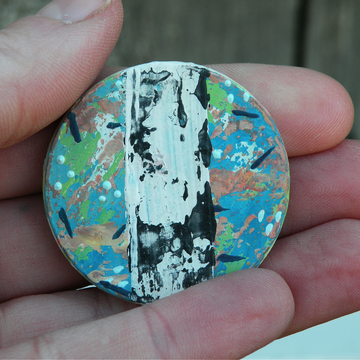 "Orange Haze" Original Mini Art on Upcycled Poker Chip