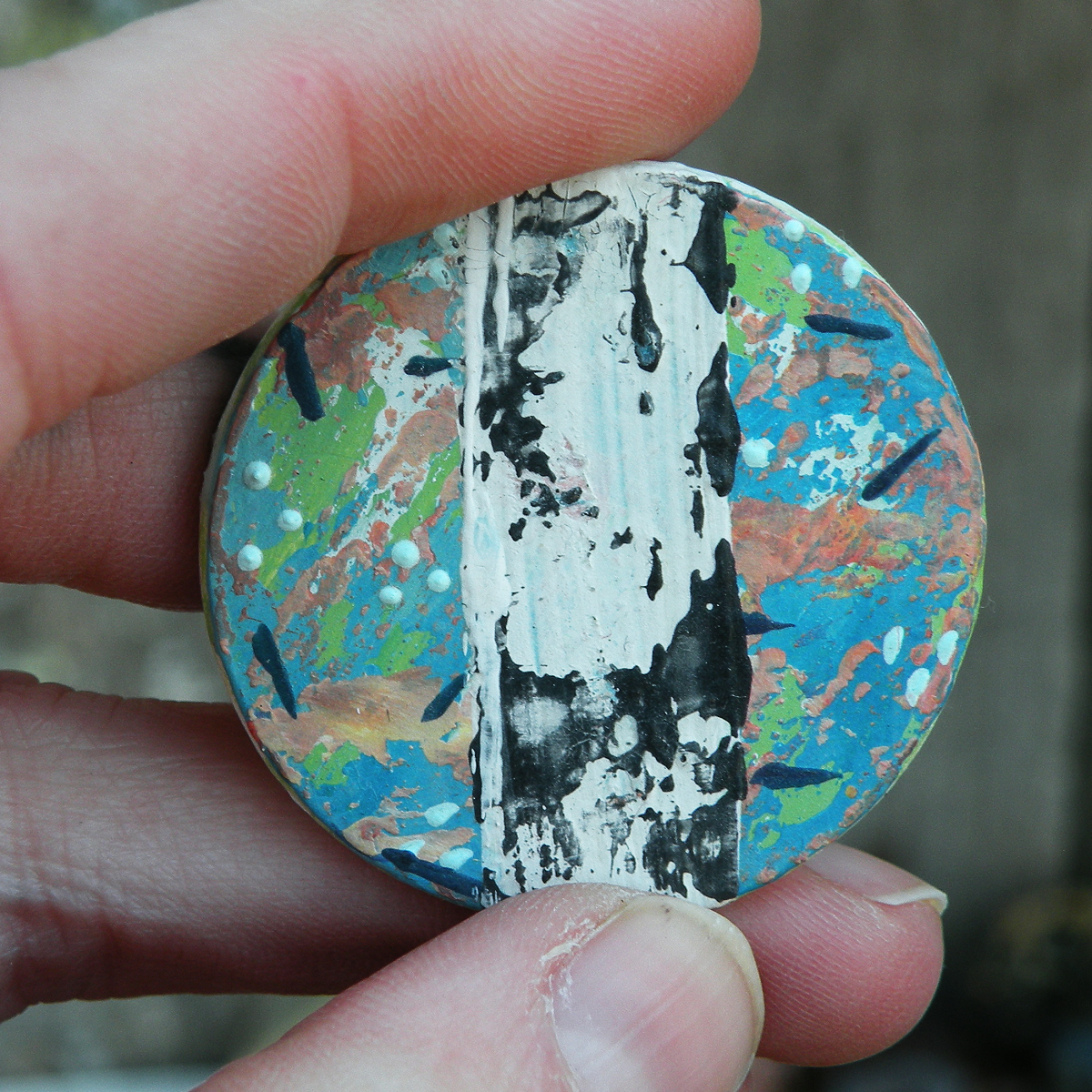 "Orange Haze" Original Mini Art on Upcycled Poker Chip