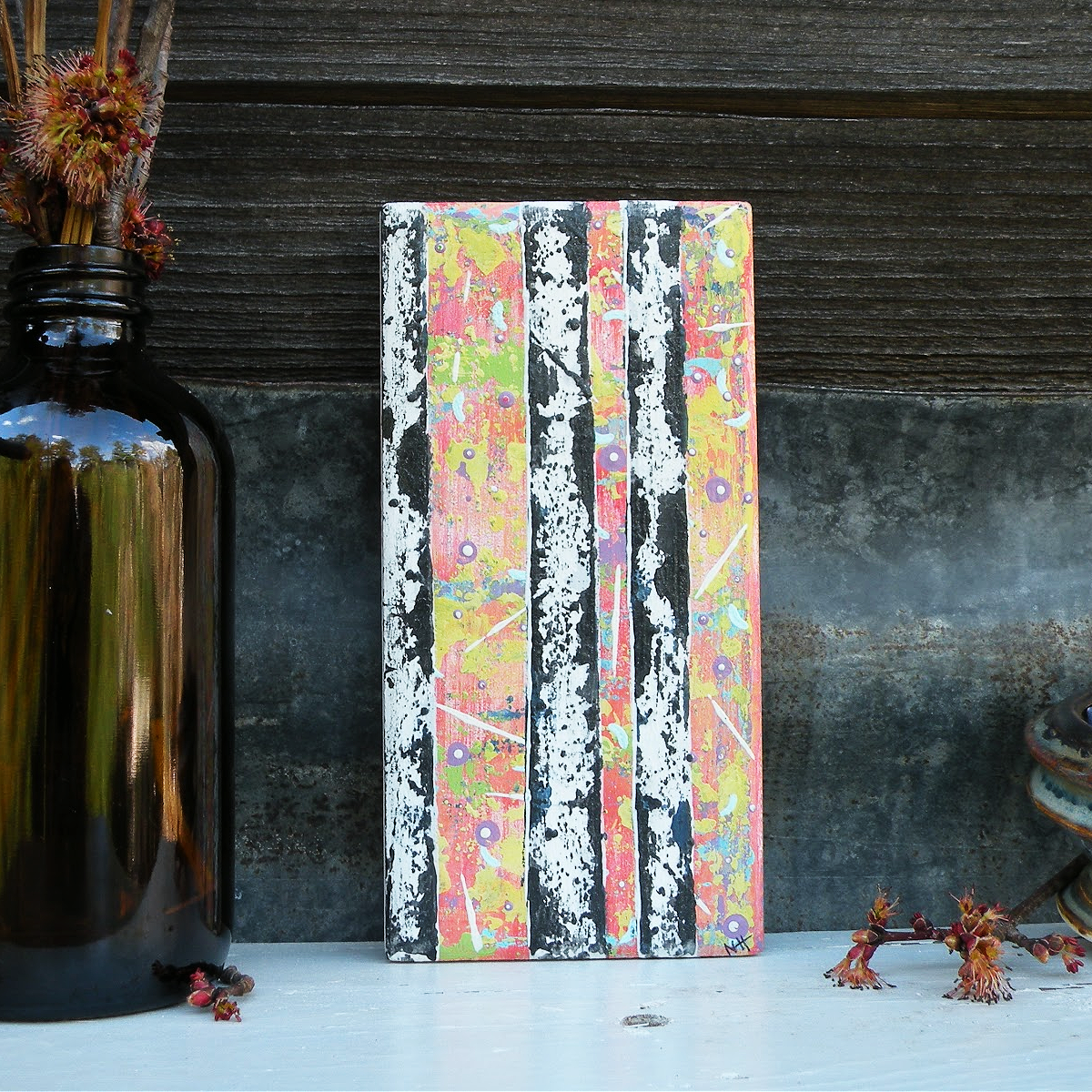 In the Limelight - Original Painting on Upcycled Tile