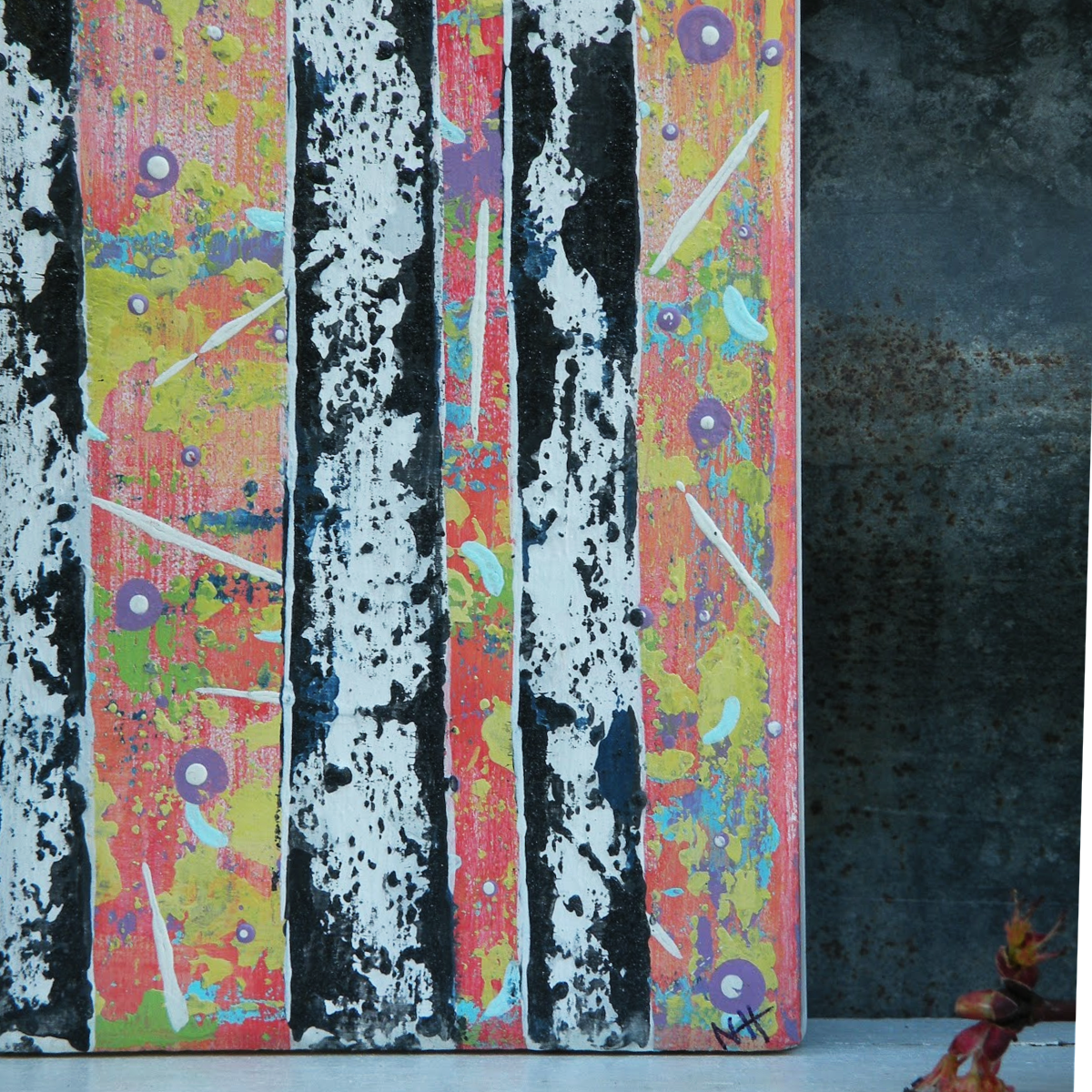 In the Limelight - Original Painting on Upcycled Tile