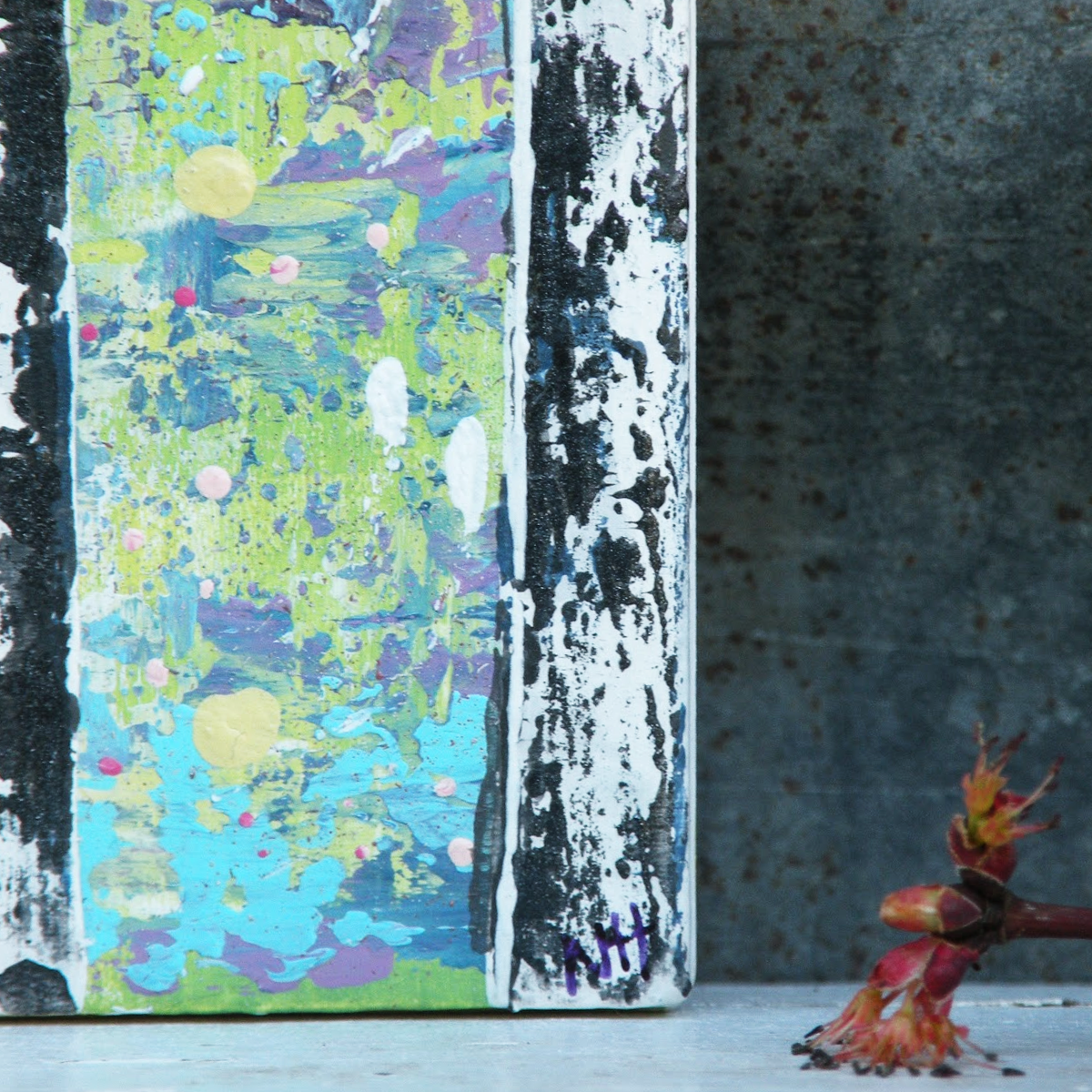 In the Wind - Original Painting on Upcycled Tile