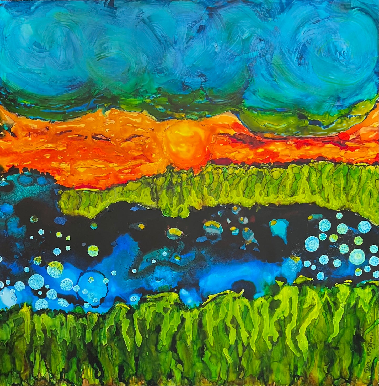 Earth Elements Original Alcohol Ink Painting