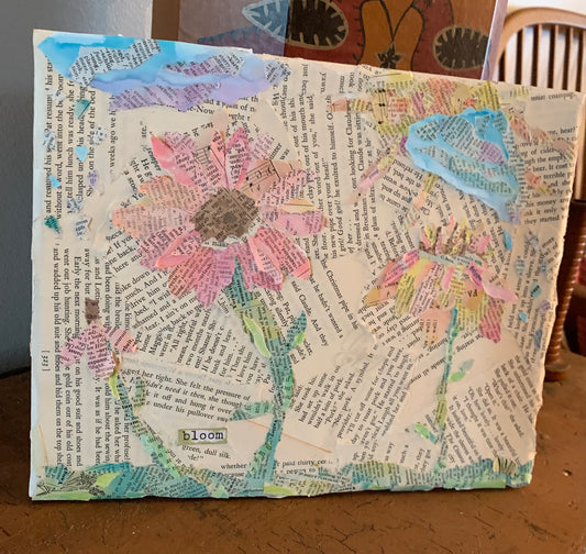 Bloom Between the Drops Original Mixed Media Collage