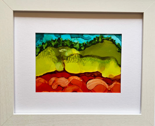 Midday Reverie Original Alcohol Ink Landscape Painting The Harvest Stages Collection