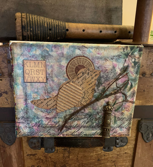 Perch of a Paper King Original Mixed Media Painting