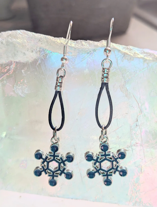 Midnight Blue Snowflake Earrings