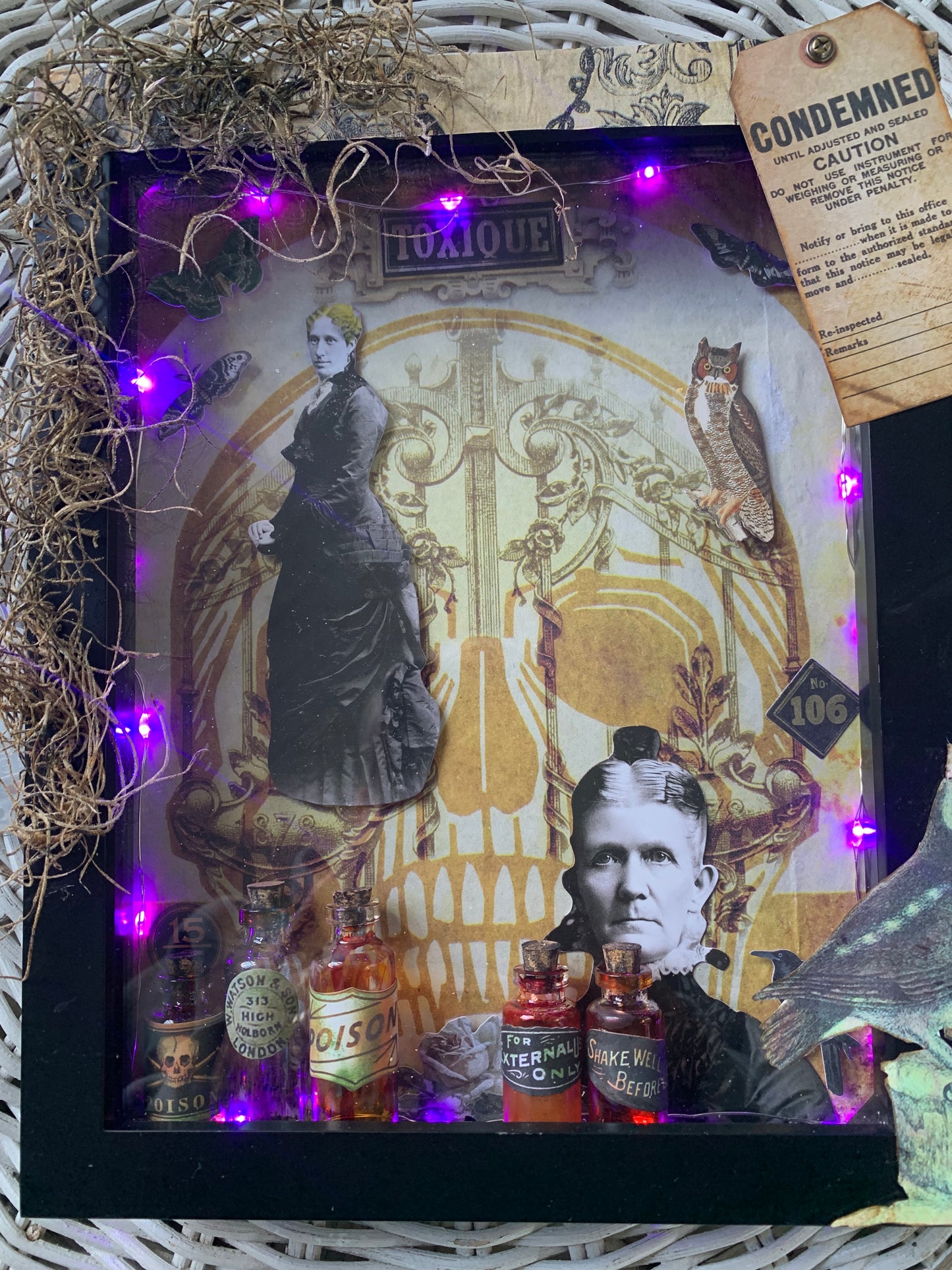 The Widow's Elixir Mixed Media Shadow Box With Lights