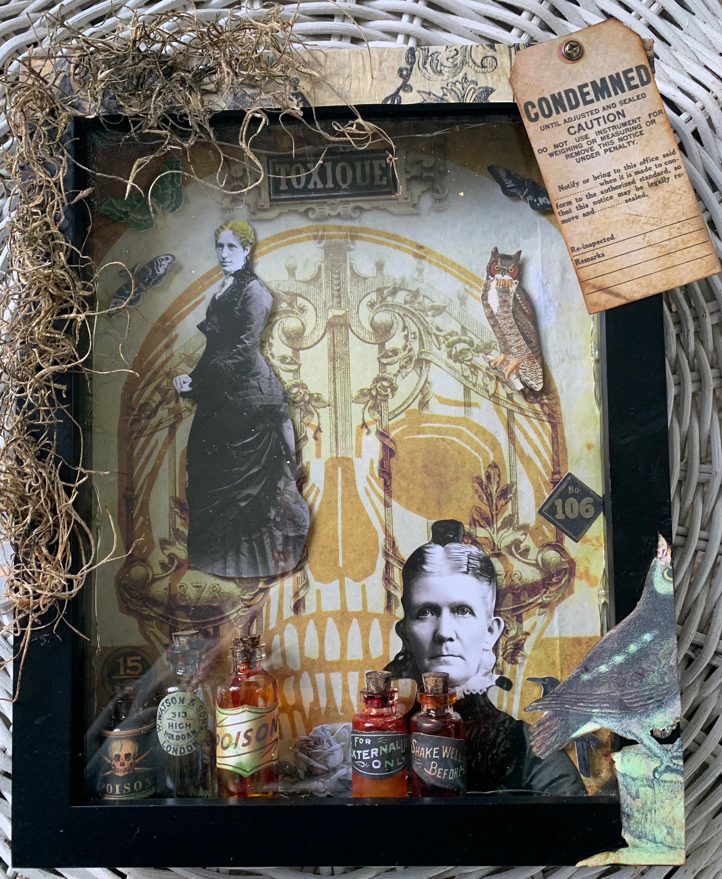 The Widow's Elixir Mixed Media Shadow Box With Lights