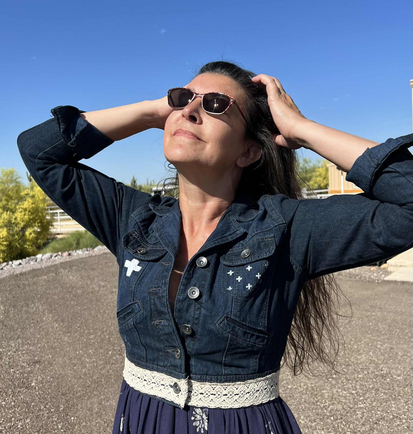 Rein in Your Fears Upcycled Cropped Denim Jacket