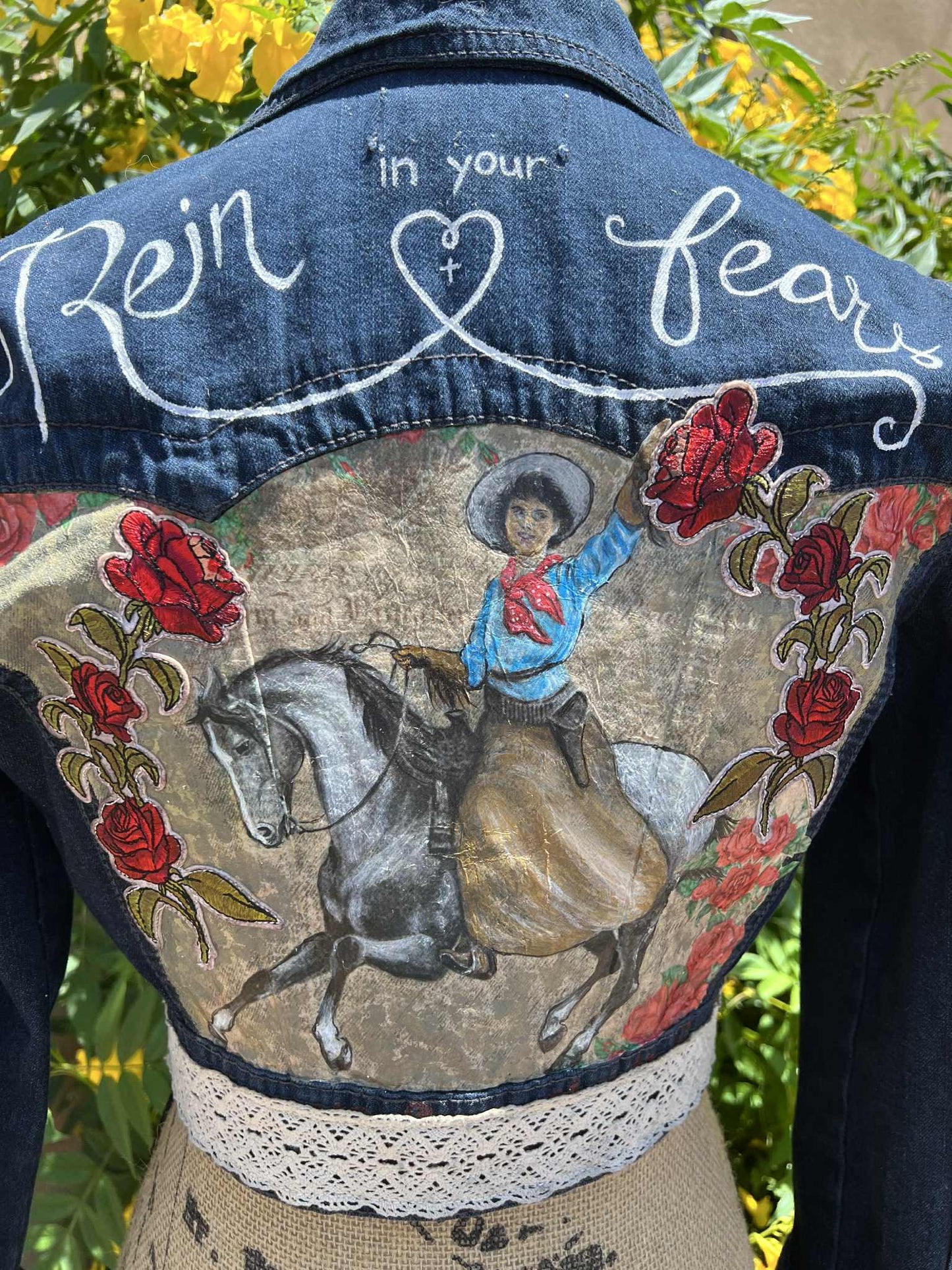 Rein in Your Fears Upcycled Cropped Denim Jacket
