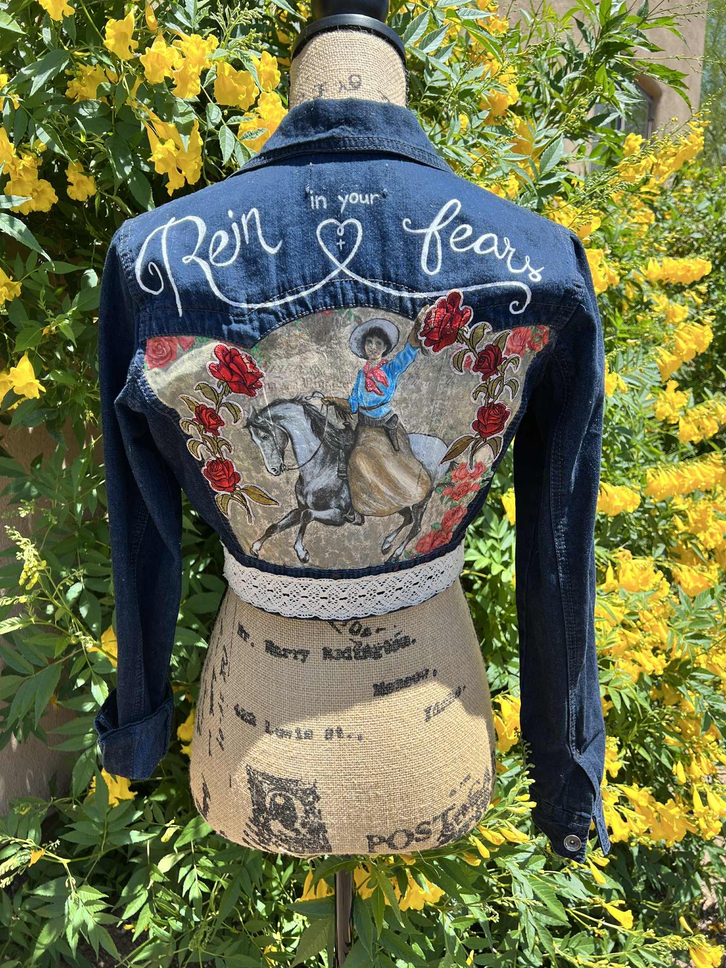 Rein in Your Fears Upcycled Cropped Denim Jacket