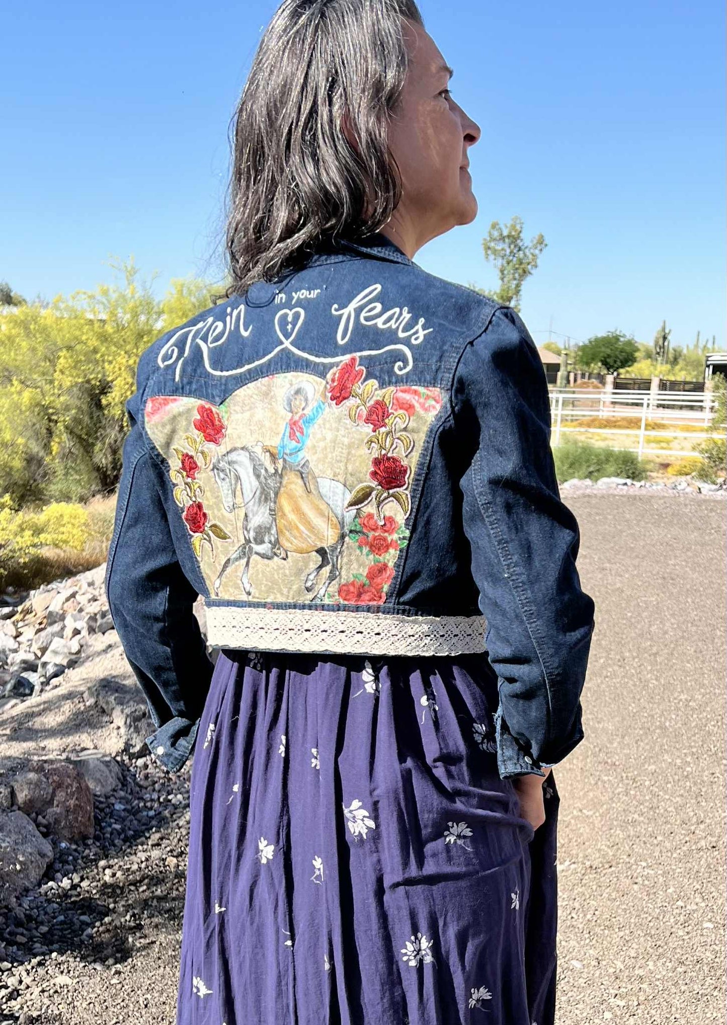 Rein in Your Fears Upcycled Cropped Denim Jacket