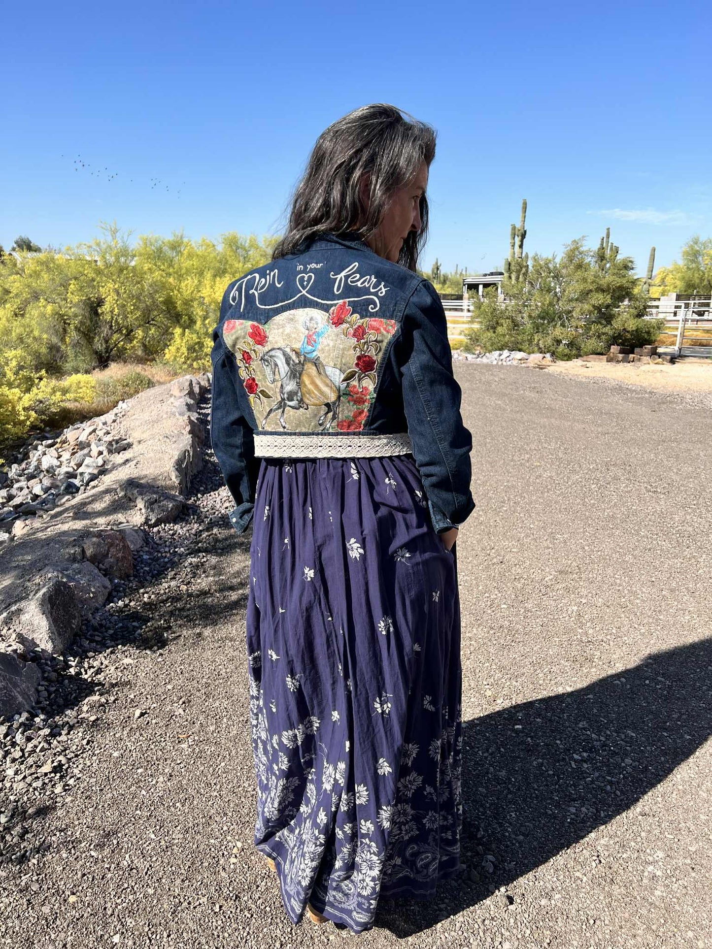 Rein in Your Fears Upcycled Cropped Denim Jacket