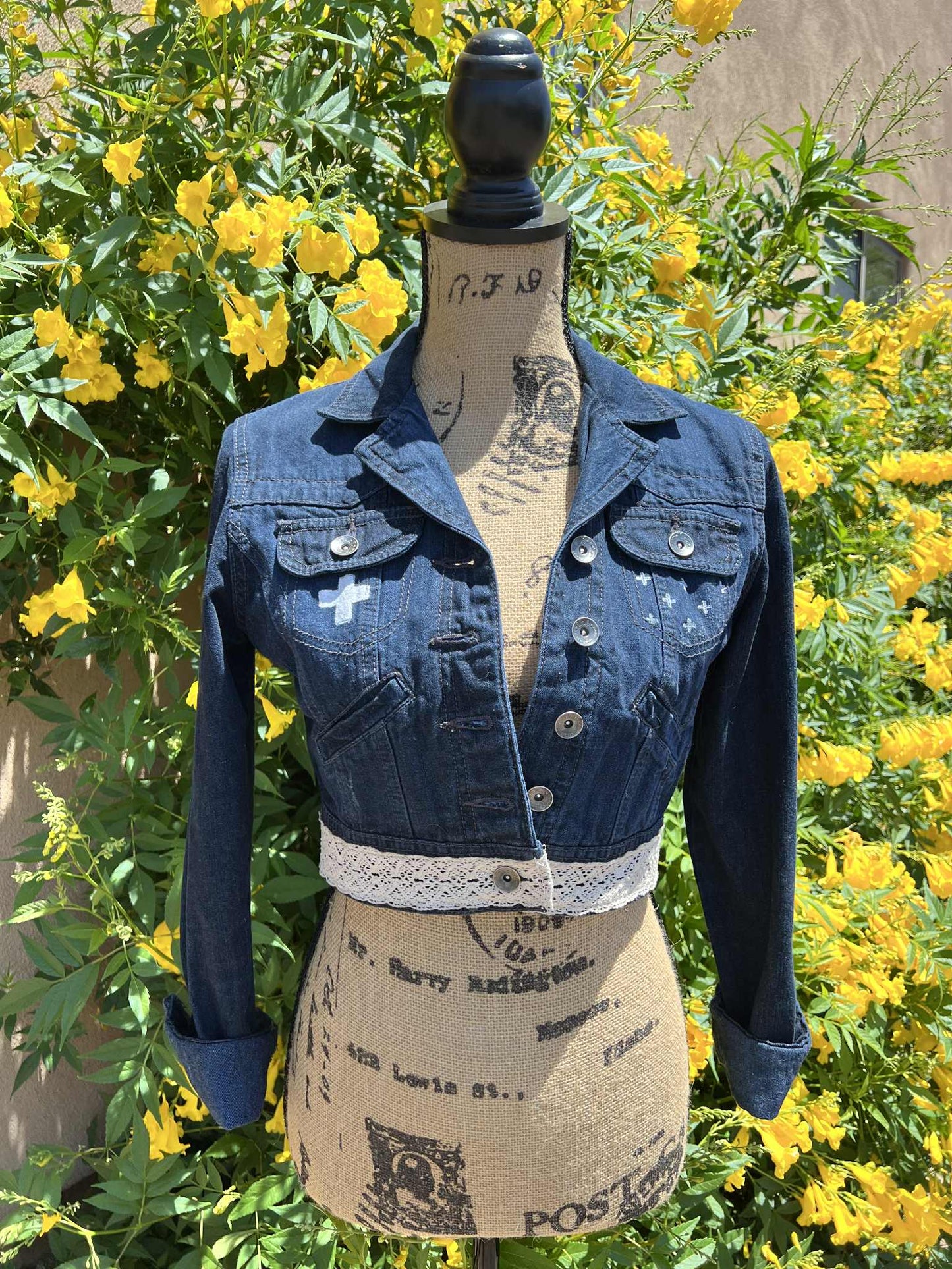 Rein in Your Fears Upcycled Cropped Denim Jacket