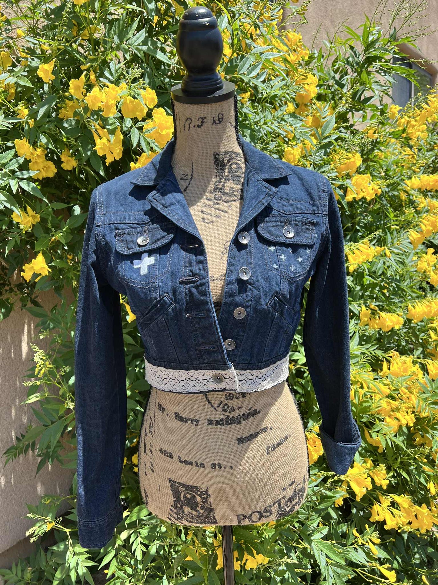 Rein in Your Fears Upcycled Cropped Denim Jacket
