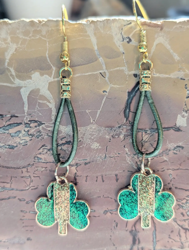 St. Patrick's Day Golden Shamrocks Earrings