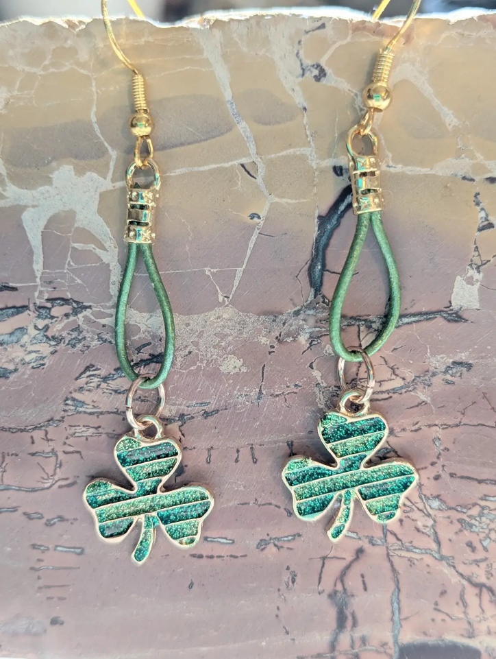 St. Patrick's Day Striped Shamrock Earrings