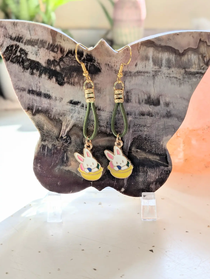 Little Bunny in a Basket Earrings