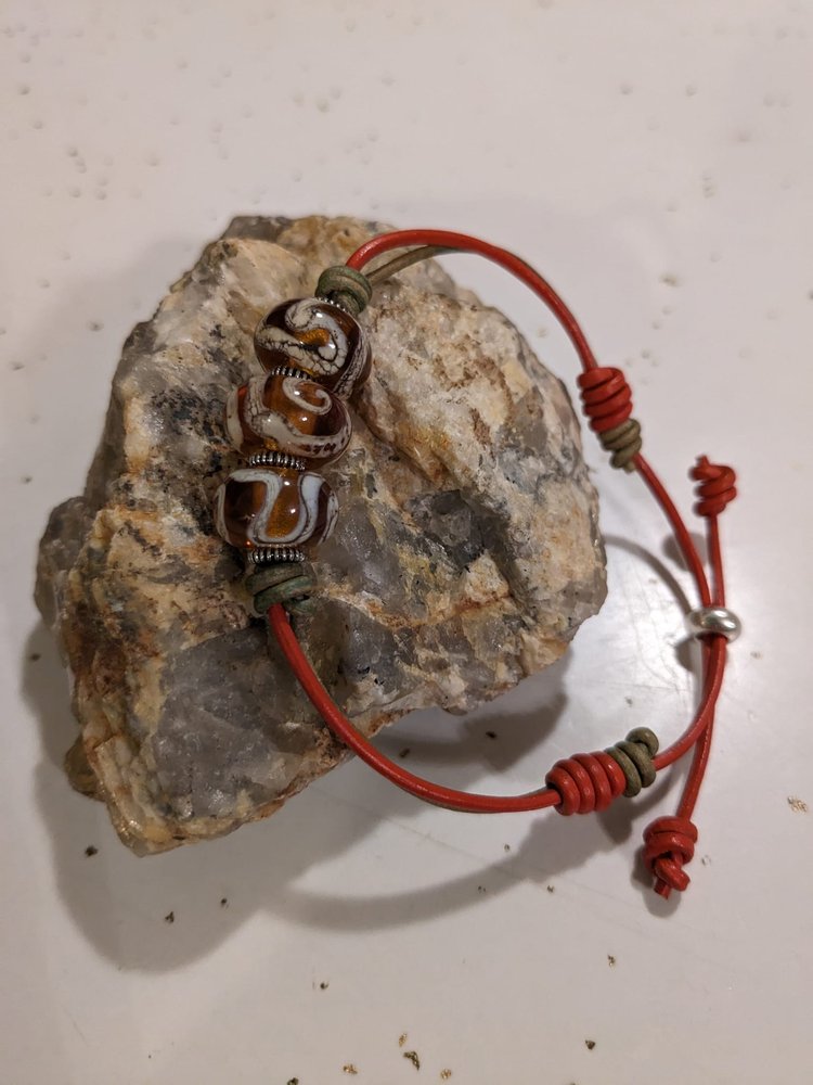 Burnt Orange and Olive Bracelet