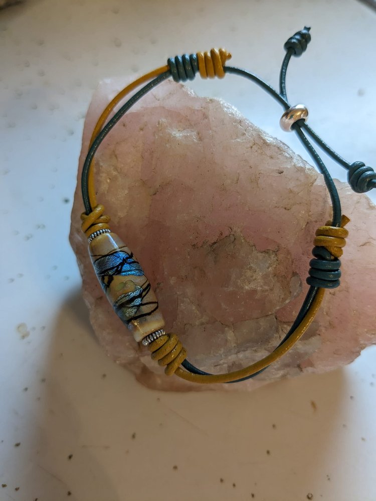 Teal and Mustard Bracelet