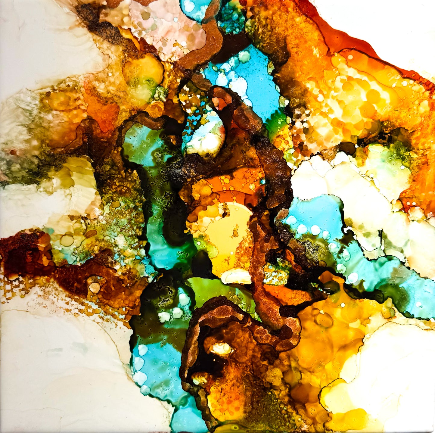 Flow & Color Series:  Earth Journeys Intuitive Alcohol Ink 8x8 Ceramic Tile Kit
