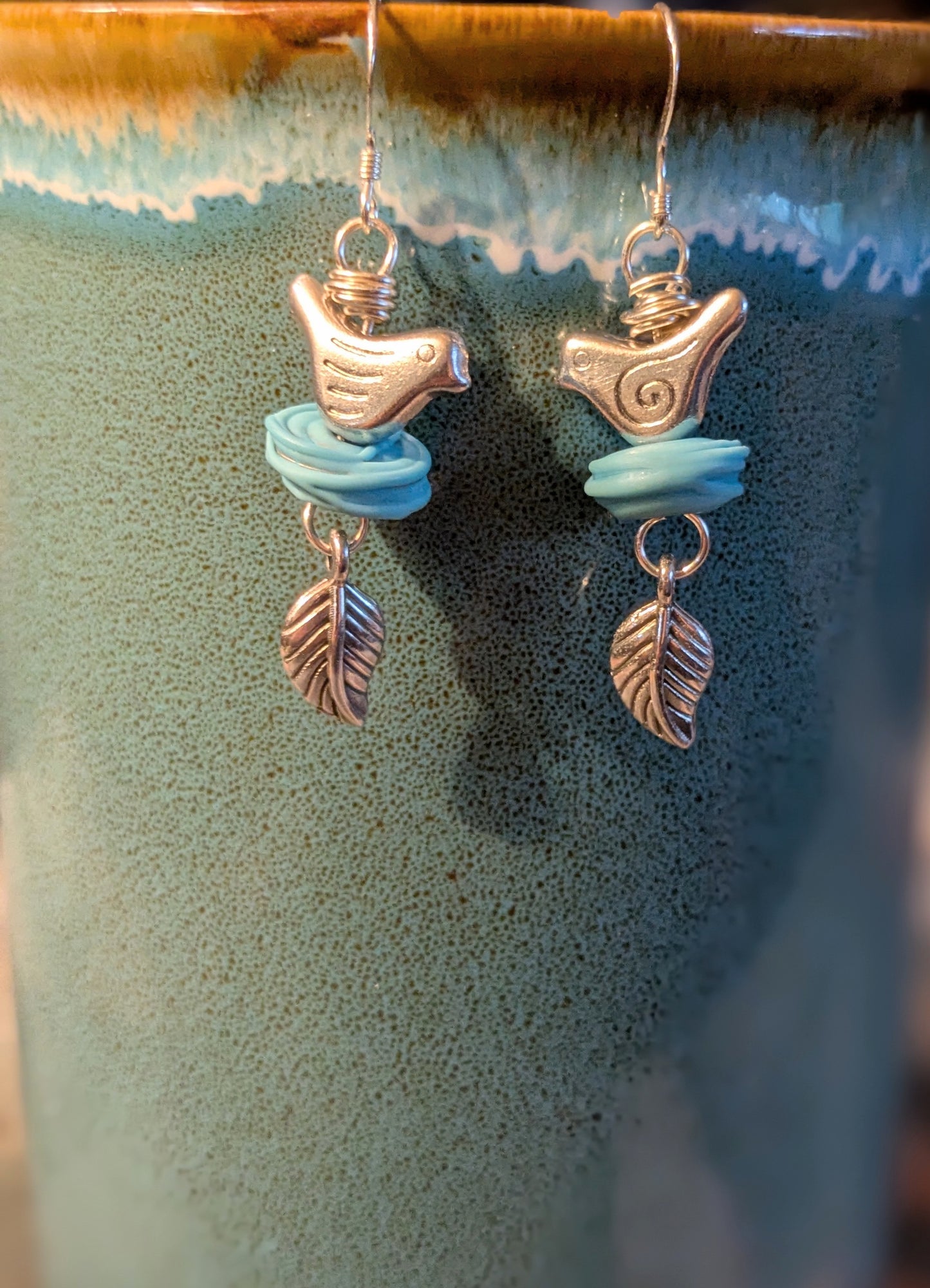 Bird Earrings in Blue