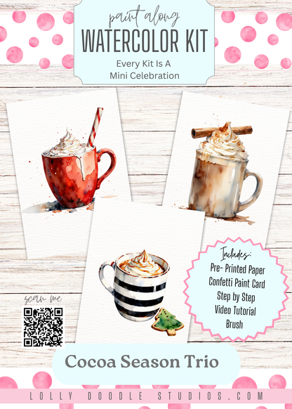 Cocoa Season Trio Watercolor Paint-Along Kit