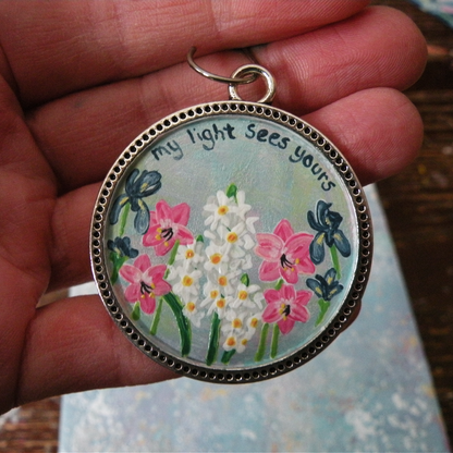 My Light Sees Yours - Hand Painted Mini Art Ornament (#3)