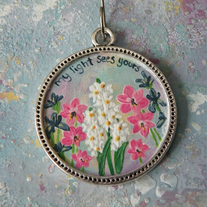 My Light Sees Yours - Hand Painted Mini Art Ornament (#2)