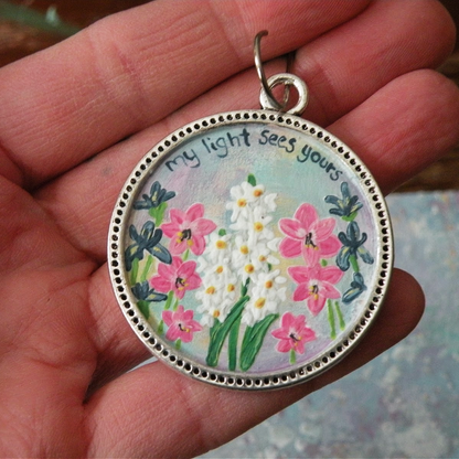 My Light Sees Yours - Hand Painted Mini Art Ornament (#2)