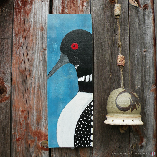 Hand Painted Loon on Upcycled Wood