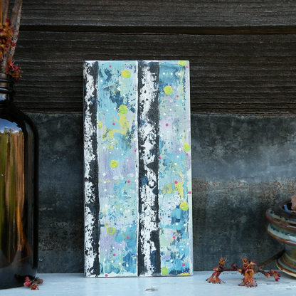 Teal the Morning - Original Painting on Upcycled Tile
