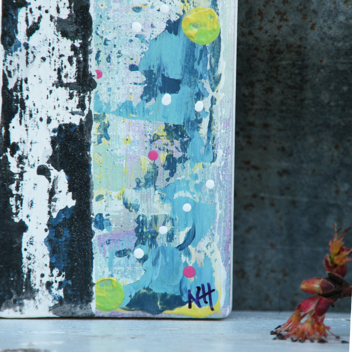 Teal the Morning - Original Painting on Upcycled Tile