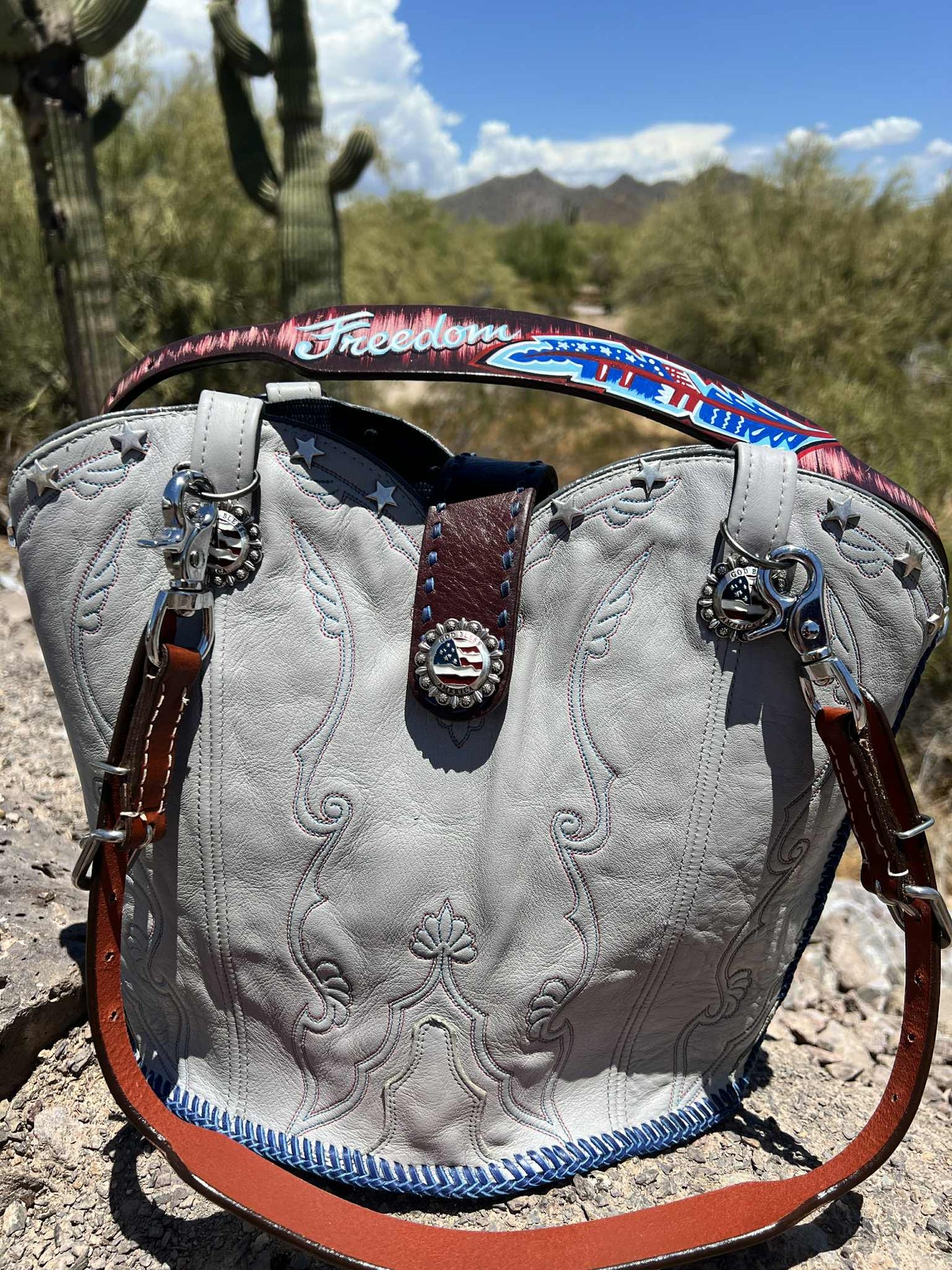 Freedom Rider Tote One-of-a-Kind Upcycled Cowboy Boot Bag