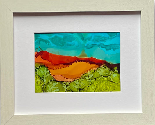 Golden Dawn Original Alcohol Ink Landscape Painting The Stages of Harvest Collection
