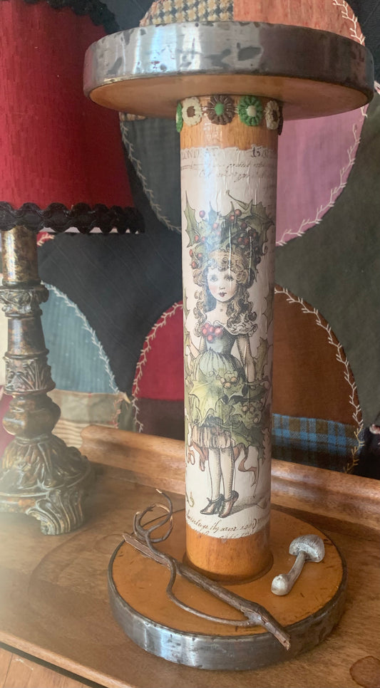 Winged Among the Mushroom Upcycled Vintage Bobbin