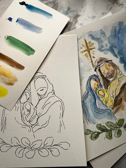 Nativity DIY Watercolor Paint Along Kit & Tutorial