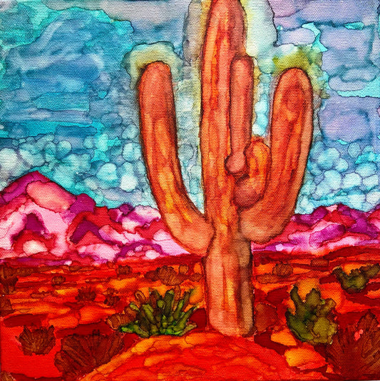 Oasis Of Color Original Alcohol Ink Landscape Painting