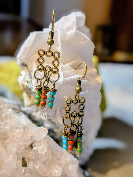 Southwest Brass Chandelier Earrings