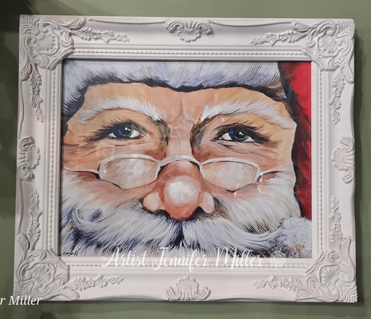 Santa Selfie Print of Original Christmas Acrylic Painting