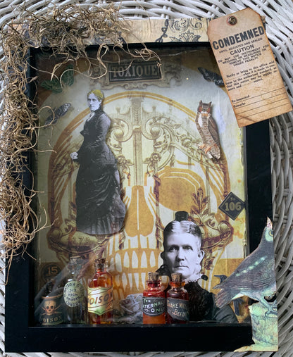 The Widow's Elixir Mixed Media Shadow Box With Lights