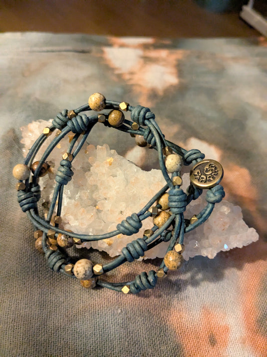 Triple Wrap Bracelet in Blue