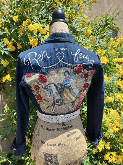 Rein in Your Fears Upcycled Cropped Denim Jacket